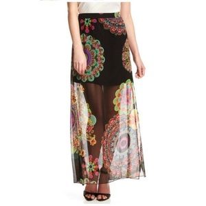 Desigual Viky Floral Graphic Boho Maxi Skirt XS